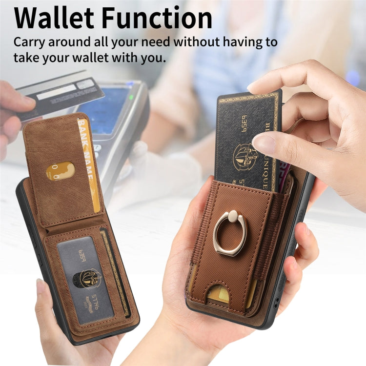 For Samsung Galaxy S25+ 5G Retro Splitable Magnetic Stand Card Bag Leather Phone Case(Brown) - Galaxy S25+ 5G Cases by PMC Jewellery | Online Shopping South Africa | PMC Jewellery | Buy Now Pay Later Mobicred