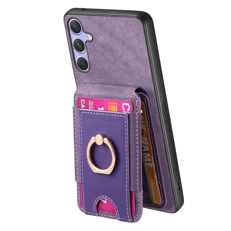 For Samsung Galaxy S25+ 5G Retro Splitable Magnetic Stand Card Bag Leather Phone Case(Purple) - Galaxy S25+ 5G Cases by PMC Jewellery | Online Shopping South Africa | PMC Jewellery | Buy Now Pay Later Mobicred