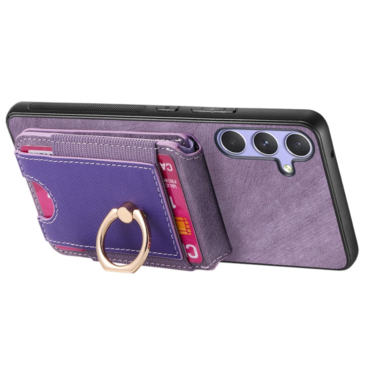 For Samsung Galaxy S25+ 5G Retro Splitable Magnetic Stand Card Bag Leather Phone Case(Purple) - Galaxy S25+ 5G Cases by PMC Jewellery | Online Shopping South Africa | PMC Jewellery | Buy Now Pay Later Mobicred