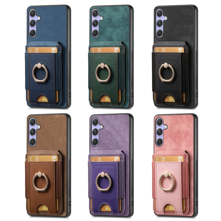 For Samsung Galaxy S25+ 5G Retro Splitable Magnetic Stand Card Bag Leather Phone Case(Blue) - Galaxy S25+ 5G Cases by PMC Jewellery | Online Shopping South Africa | PMC Jewellery | Buy Now Pay Later Mobicred