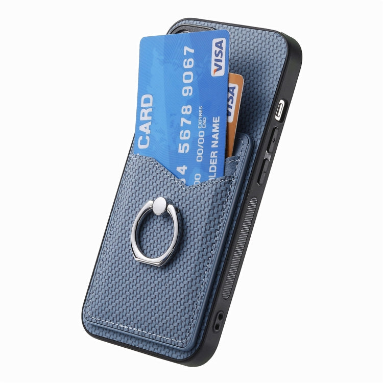 For Samsung Galaxy S25 5G Carbon Fiber Card Wallet Ring Phone Case(Blue) - Galaxy S25 5G Cases by PMC Jewellery | Online Shopping South Africa | PMC Jewellery | Buy Now Pay Later Mobicred