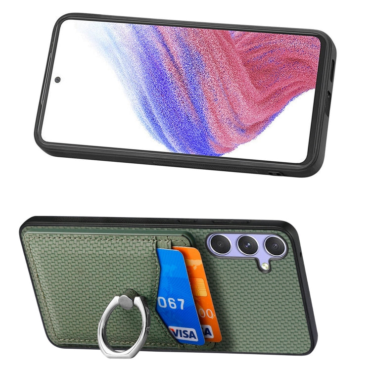For Samsung Galaxy S25 5G Carbon Fiber Card Wallet Ring Phone Case(Green) - Galaxy S25 5G Cases by PMC Jewellery | Online Shopping South Africa | PMC Jewellery | Buy Now Pay Later Mobicred