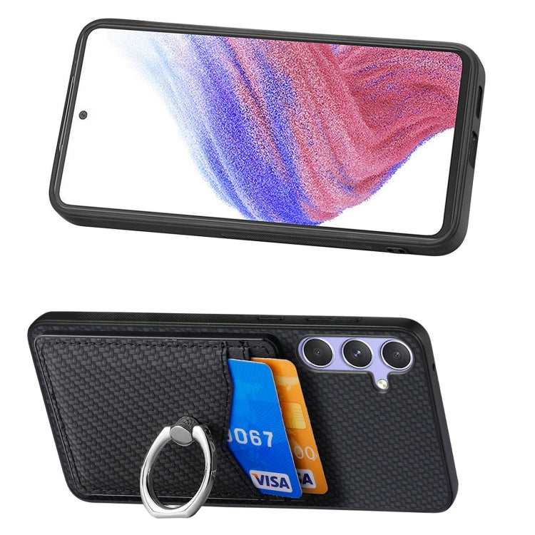 For Samsung Galaxy S25+ 5G Carbon Fiber Card Wallet Ring Phone Case(Black) - free shipping - PMC Jewellery - Order now!