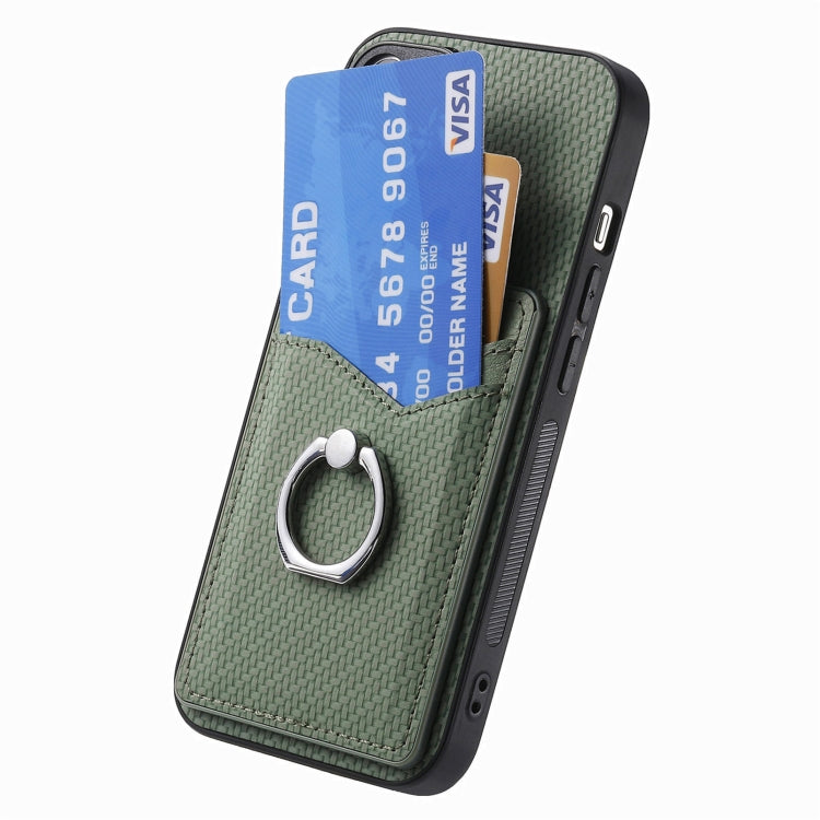 For Samsung Galaxy S25+ 5G Carbon Fiber Card Wallet Ring Phone Case(Green) - Galaxy S25+ 5G Cases by PMC Jewellery | Online Shopping South Africa | PMC Jewellery | Buy Now Pay Later Mobicred
