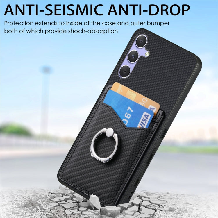 For Samsung Galaxy S25 Ultra 5G Carbon Fiber Card Wallet Ring Phone Case(Black) - free shipping - PMC Jewellery - Order now!