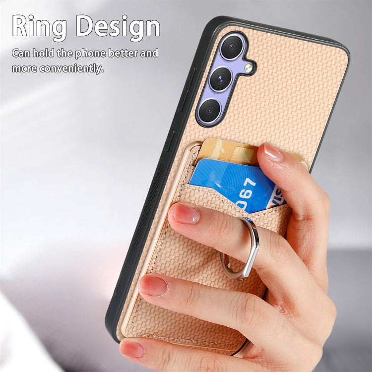 For Samsung Galaxy S25+ 5G Carbon Fiber Card Wallet Ring Phone Case(Black) - free shipping - PMC Jewellery - Order now!
