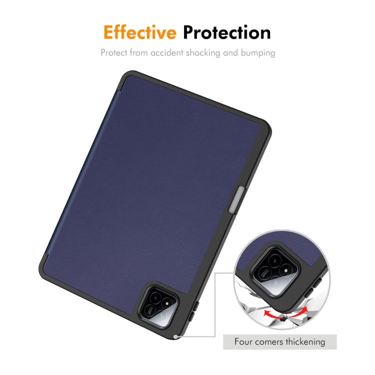 For Xiaomi Pad 7 / 7 Pro 11.2 ENKAY Tri-fold Custer Texture TPU Leather Smart Tablet Case with Pen Slot(Dark Blue) - free shipping - PMc TechLife - Order now!