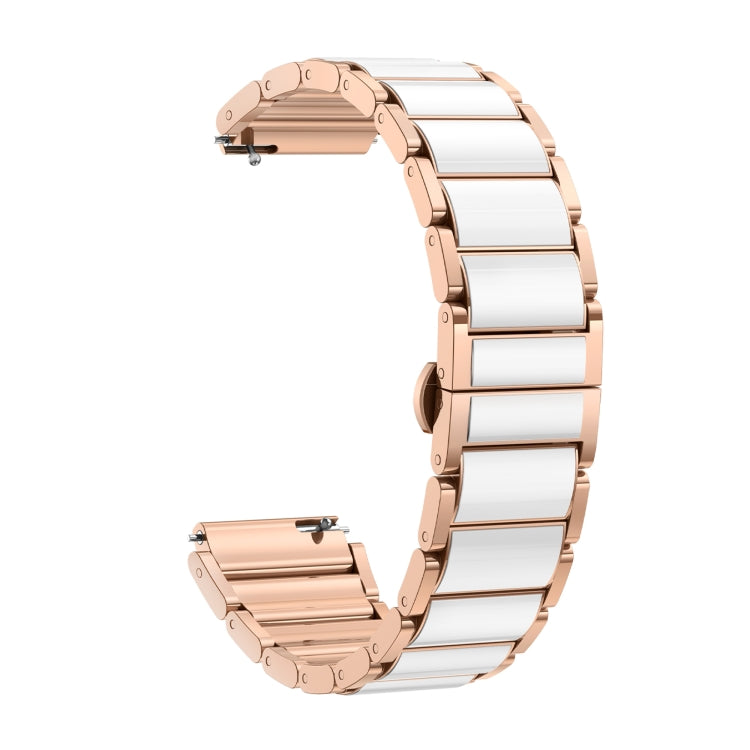 For Huawei Watch GT 5 41mm / GT 5 Pro 42mm Butterfly Buckle Ceramic White Metal Watch Band(White+Rose Gold) - free shipping - PMC TechLife - Order now!