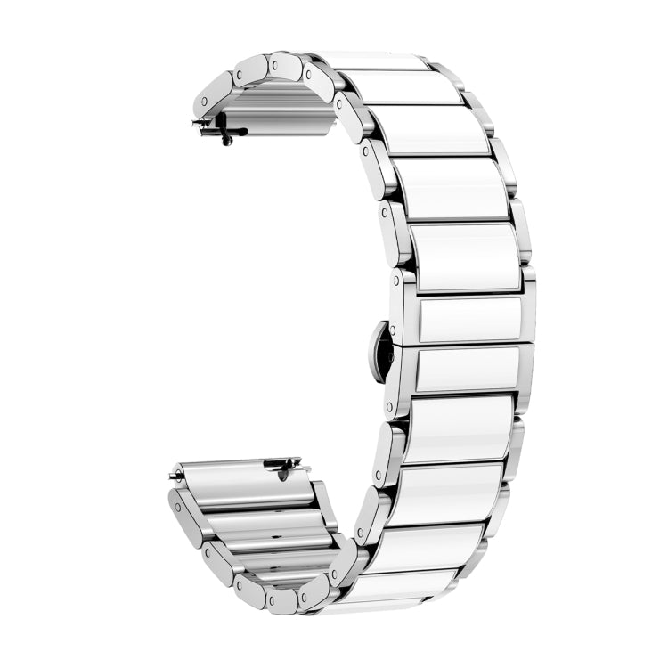 For Huawei Watch GT 5 41mm / GT 5 Pro 42mm Butterfly Buckle Ceramic White Metal Watch Band(White+Silver) - free shipping - PMC TechLife - Order now!