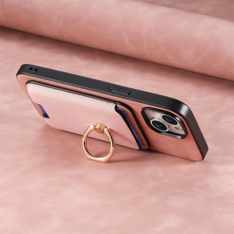 For Samsung Galaxy S25 5G Retro Cross Leather Ring Vertical Insert Card Bag MagSafe Phone Case(Pink) - Galaxy S25 5G Cases by PMC Jewellery | Online Shopping South Africa | PMC Jewellery | Buy Now Pay Later Mobicred