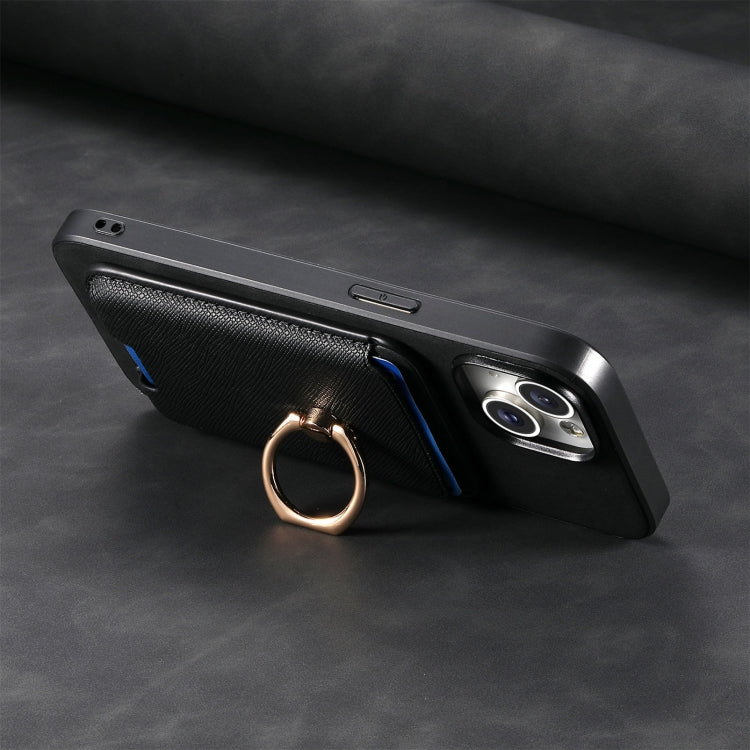 For Samsung Galaxy S25 5G Retro Cross Leather Ring Vertical Insert Card Bag MagSafe Phone Case(Black) - free shipping - PMC Jewellery - Order now!