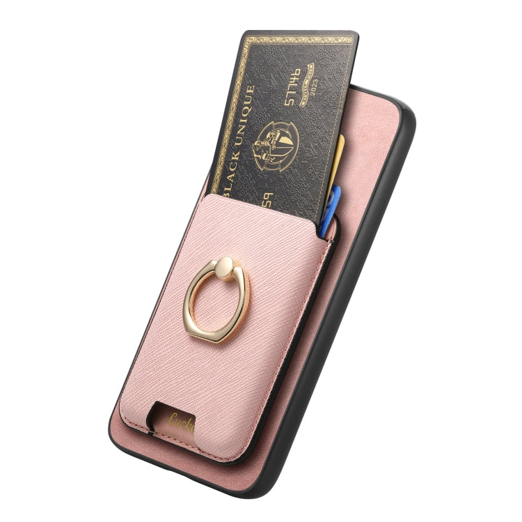 For Samsung Galaxy S25+ 5G Retro Cross Leather Ring Vertical Insert Card Bag MagSafe Phone Case(Pink) - Galaxy S25+ 5G Cases by PMC Jewellery | Online Shopping South Africa | PMC Jewellery | Buy Now Pay Later Mobicred