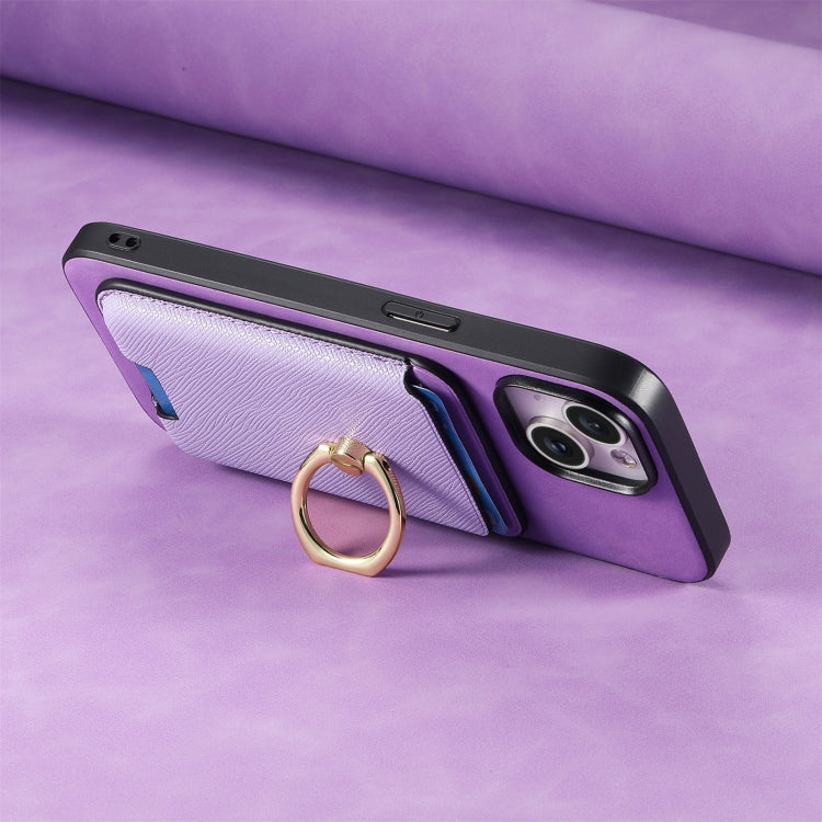 For Samsung Galaxy S25+ 5G Retro Cross Leather Ring Vertical Insert Card Bag MagSafe Phone Case(Purple) - Galaxy S25+ 5G Cases by PMC Jewellery | Online Shopping South Africa | PMC Jewellery | Buy Now Pay Later Mobicred