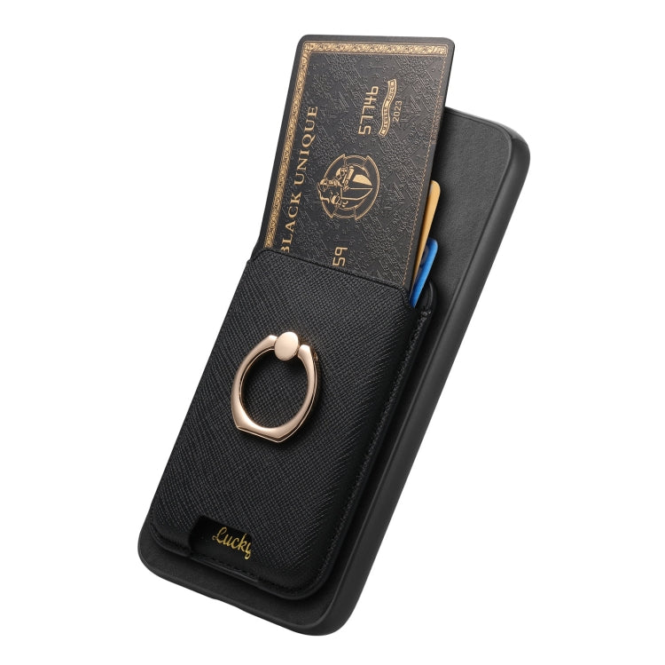 For Samsung Galaxy S25+ 5G Retro Cross Leather Ring Vertical Insert Card Bag MagSafe Phone Case(Black) - Galaxy S25+ 5G Cases by PMC Jewellery | Online Shopping South Africa | PMC Jewellery | Buy Now Pay Later Mobicred
