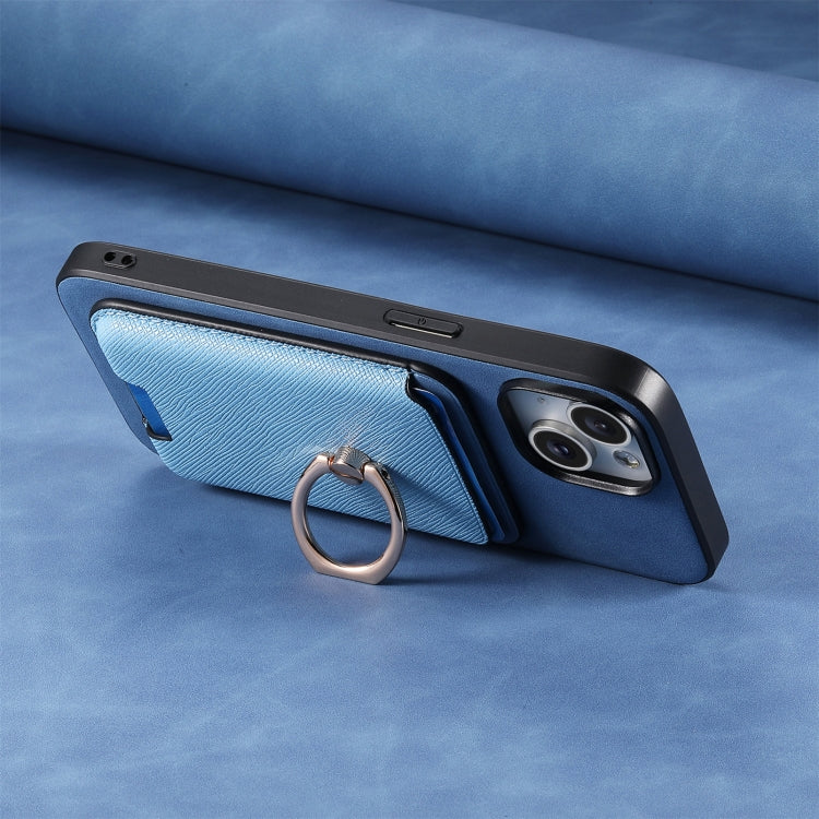For Samsung Galaxy S25 Ultra 5G Retro Cross Leather Ring Vertical Insert Card Bag MagSafe Phone Case(Blue) - Galaxy S25 Ultra 5G Cases by PMC Jewellery | Online Shopping South Africa | PMC Jewellery | Buy Now Pay Later Mobicred