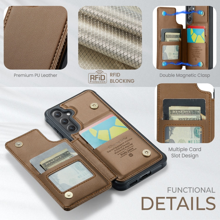 For Samsung Galaxy S25+ 5G CaseMe C22 Card Slots Holder RFID Anti-theft Phone Case(Brown) - Galaxy S25+ 5G Cases by CaseMe | Online Shopping South Africa | PMC Jewellery | Buy Now Pay Later Mobicred