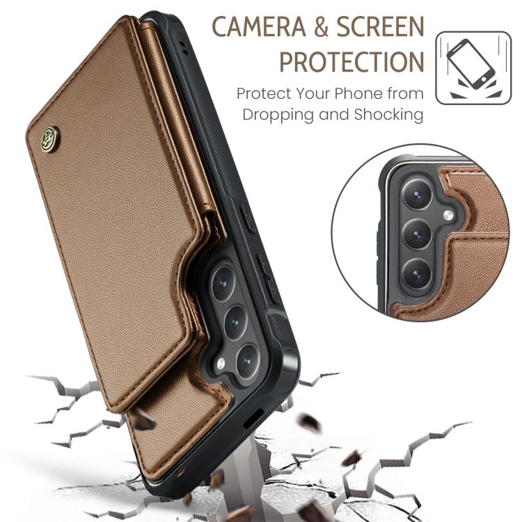 For Samsung Galaxy S25+ 5G CaseMe C22 Card Slots Holder RFID Anti-theft Phone Case(Brown) - Galaxy S25+ 5G Cases by CaseMe | Online Shopping South Africa | PMC Jewellery | Buy Now Pay Later Mobicred