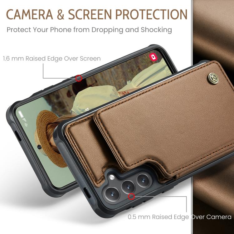 For Samsung Galaxy S25+ 5G CaseMe C22 Card Slots Holder RFID Anti-theft Phone Case(Brown) - Galaxy S25+ 5G Cases by CaseMe | Online Shopping South Africa | PMC Jewellery | Buy Now Pay Later Mobicred