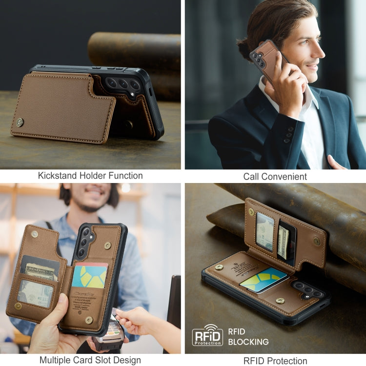 For Samsung Galaxy S25+ 5G CaseMe C22 Card Slots Holder RFID Anti-theft Phone Case(Brown) - Galaxy S25+ 5G Cases by CaseMe | Online Shopping South Africa | PMC Jewellery | Buy Now Pay Later Mobicred
