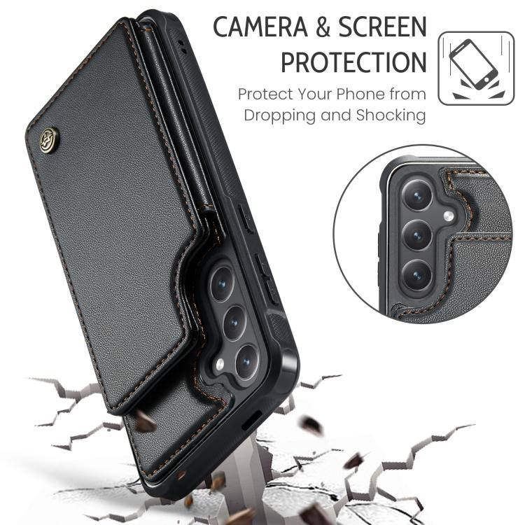 For Samsung Galaxy S25+ 5G CaseMe C22 Card Slots Holder RFID Anti-theft Phone Case(Black) - Galaxy S25+ 5G Cases by CaseMe | Online Shopping South Africa | PMC Jewellery | Buy Now Pay Later Mobicred