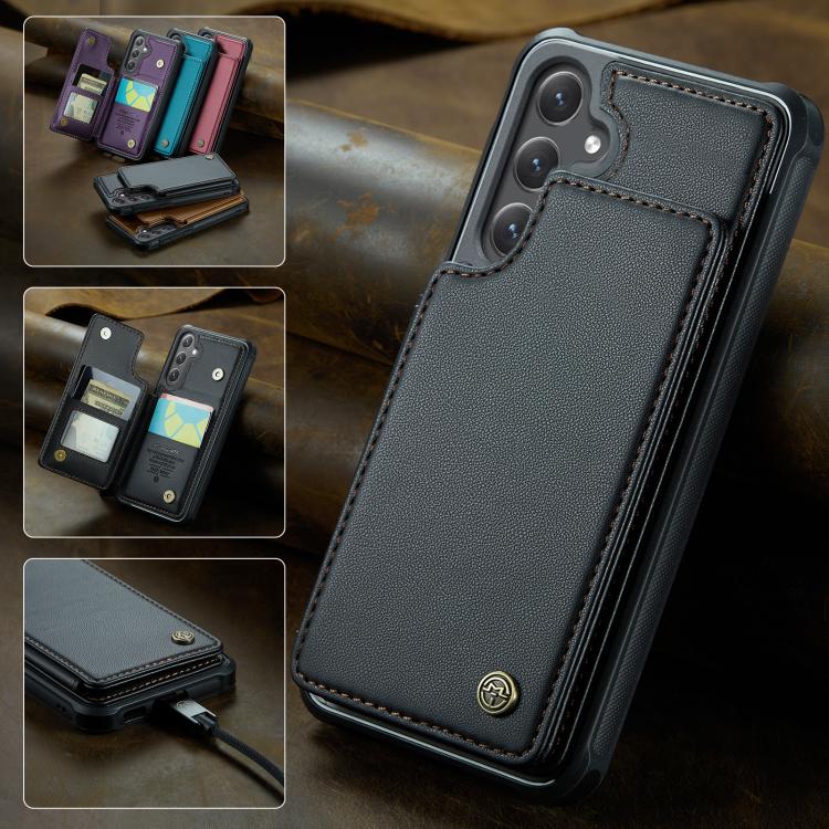 For Samsung Galaxy S25+ 5G CaseMe C22 Card Slots Holder RFID Anti-theft Phone Case(Black) - Galaxy S25+ 5G Cases by CaseMe | Online Shopping South Africa | PMC Jewellery | Buy Now Pay Later Mobicred