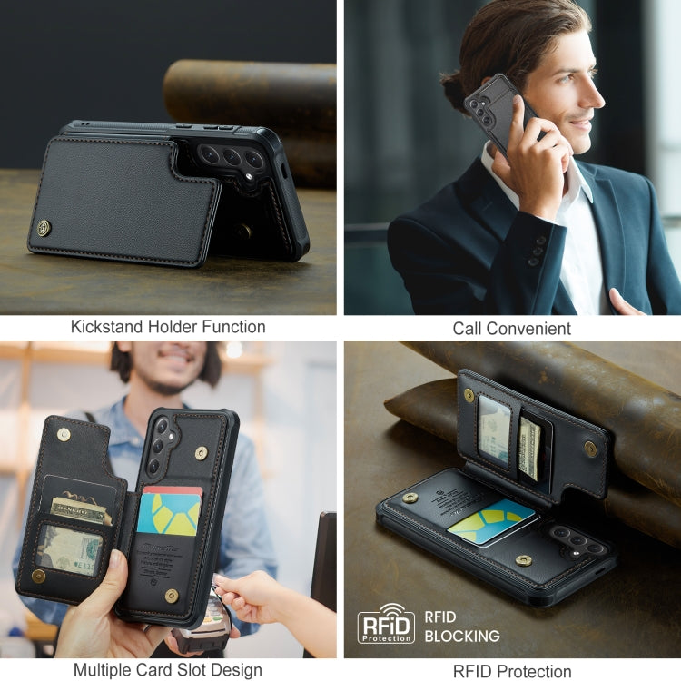 For Samsung Galaxy S25+ 5G CaseMe C22 Card Slots Holder RFID Anti-theft Phone Case(Black) - Galaxy S25+ 5G Cases by CaseMe | Online Shopping South Africa | PMC Jewellery | Buy Now Pay Later Mobicred