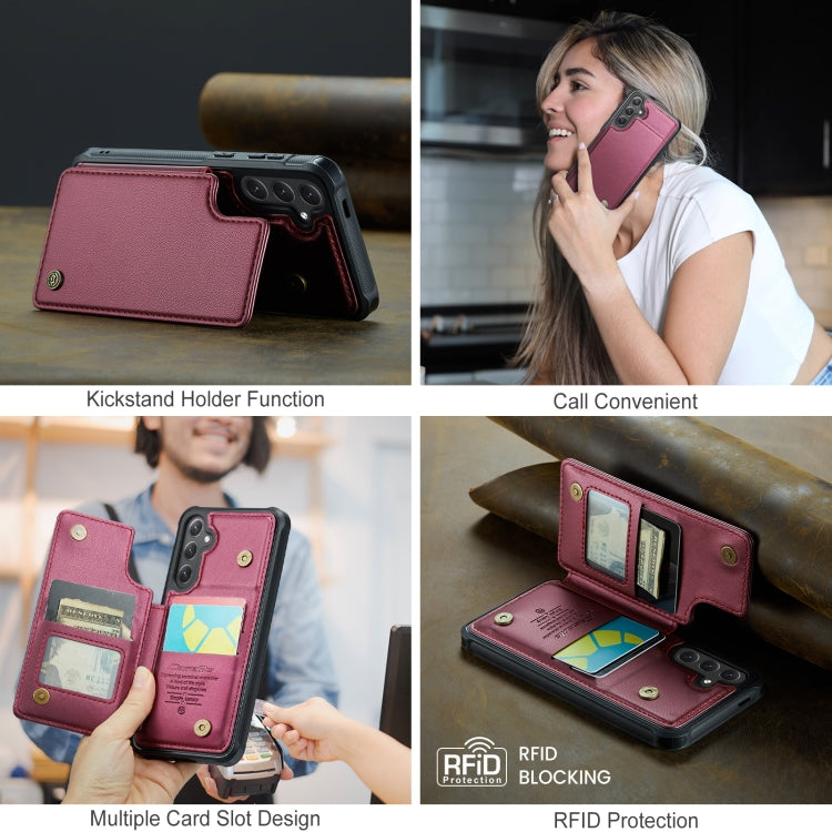 For Samsung Galaxy S25+ 5G CaseMe C22 Card Slots Holder RFID Anti-theft Phone Case(Red) - Galaxy S25+ 5G Cases by CaseMe | Online Shopping South Africa | PMC Jewellery | Buy Now Pay Later Mobicred