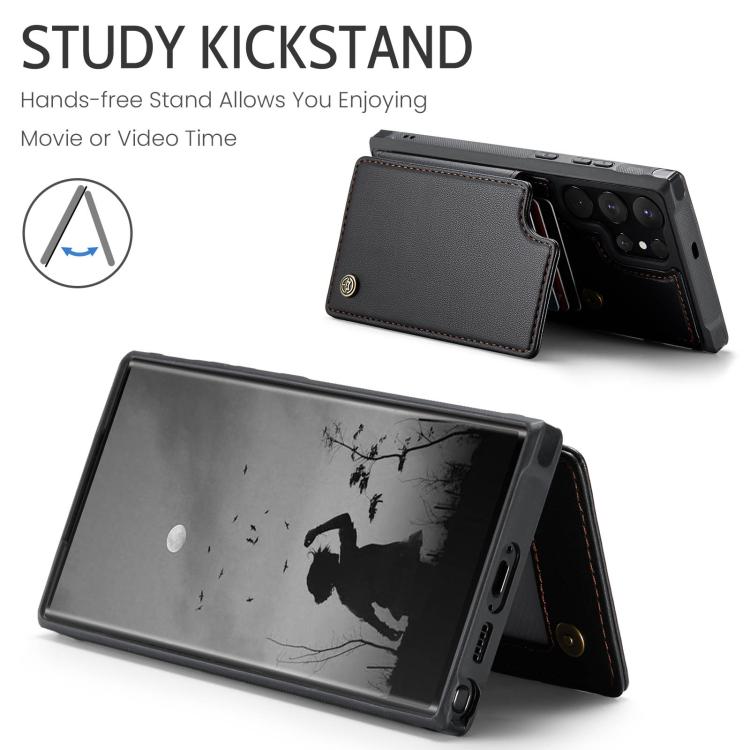 For Samsung Galaxy S25 Ultra 5G CaseMe C22 Card Slots Holder RFID Anti-theft Phone Case(Black) - Galaxy S25 Ultra 5G Cases by CaseMe | Online Shopping South Africa | PMC Jewellery | Buy Now Pay Later Mobicred