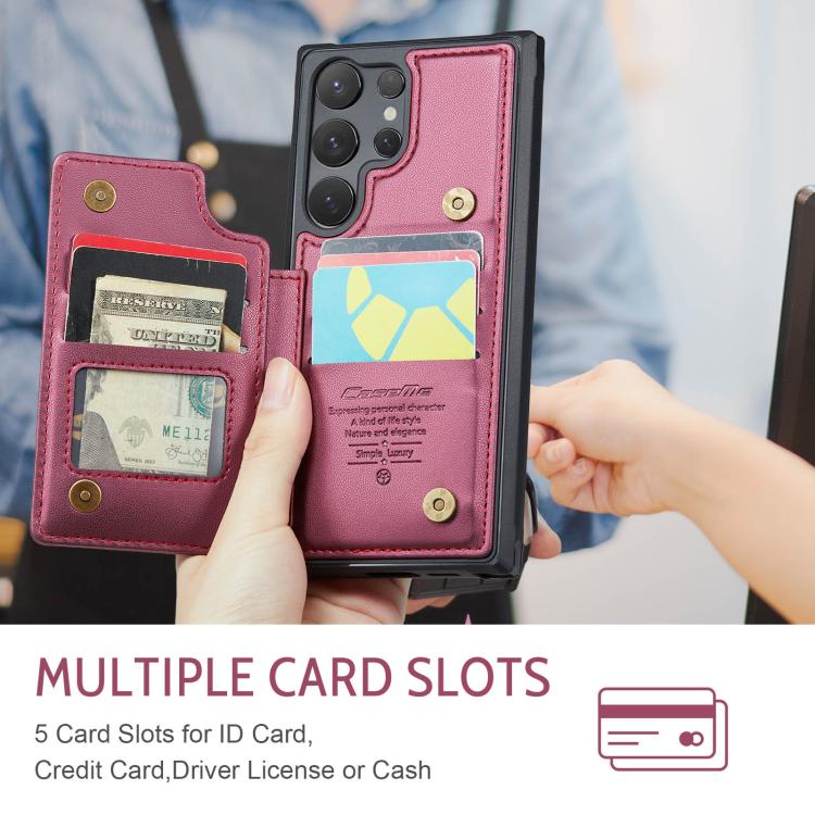 For Samsung Galaxy S25 Ultra 5G CaseMe C22 Card Slots Holder RFID Anti-theft Phone Case(Red) - Galaxy S25 Ultra 5G Cases by CaseMe | Online Shopping South Africa | PMC Jewellery | Buy Now Pay Later Mobicred