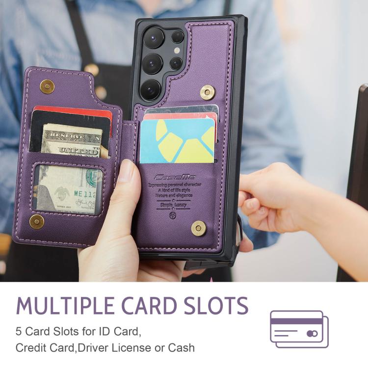 For Samsung Galaxy S25 Ultra 5G CaseMe C22 Card Slots Holder RFID Anti-theft Phone Case(Purple) - Galaxy S25 Ultra 5G Cases by CaseMe | Online Shopping South Africa | PMC Jewellery | Buy Now Pay Later Mobicred