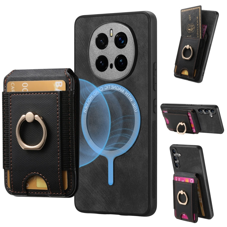 For Honor Magic7 Pro Retro Splitable Magnetic Stand Card Bag Leather Phone Case(Black) - Honor Cases by PMC TechLife | Online Shopping South Africa | PMC TechLife | Buy Now Pay Later Mobicred