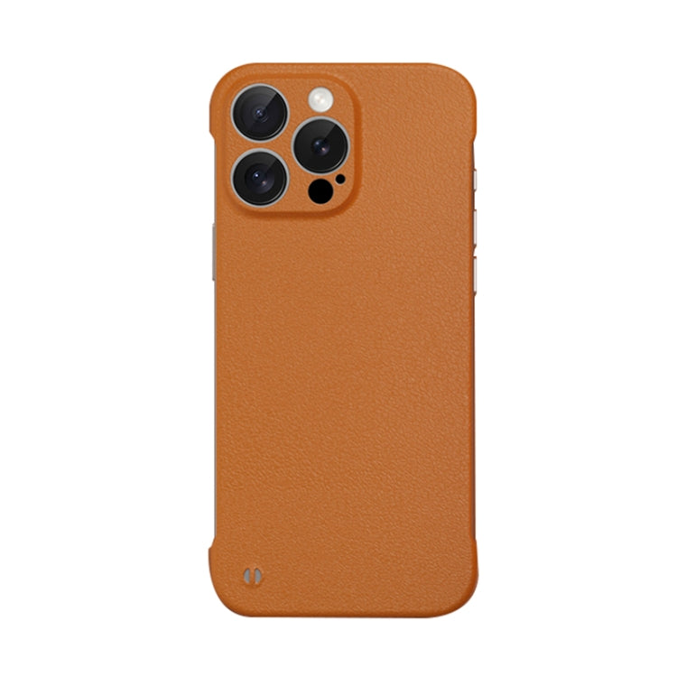 For iPhone 15 Pro Frameless Litchi Texture PC Phone Case(Orange) - iPhone 15 Pro Cases by PMc TechLife | Online Shopping South Africa | PMc TechLife | Buy Now Pay Later Mobicred
