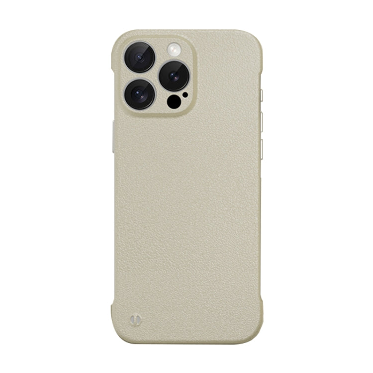 For iPhone 15 Pro Frameless Litchi Texture PC Phone Case(Light Yellow) - free shipping - PMc TechLife - Order now!