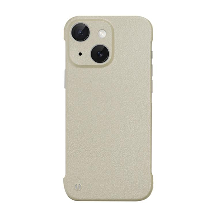 For iPhone 15 Frameless Litchi Texture PC Phone Case(Light Yellow) - iPhone 15 Cases by PMc TechLife | Online Shopping South Africa | PMc TechLife | Buy Now Pay Later Mobicred