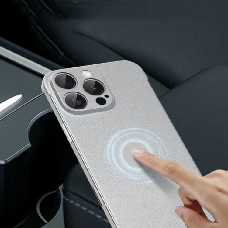 For iPhone 15 Pro Max Frameless Litchi Texture PC Phone Case(Titanium Silver) - iPhone 15 Pro Max Cases by PMc TechLife | Online Shopping South Africa | PMc TechLife | Buy Now Pay Later Mobicred