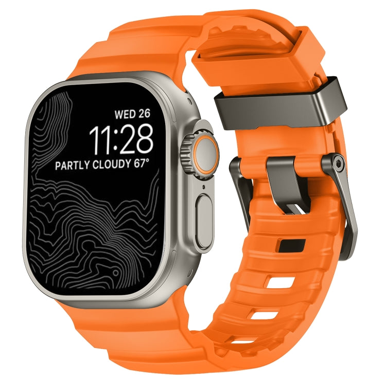 For Apple Watch 46mm / 49mm / 45mm / 44mm Wild Path Grey Buckle Thickened Silicone Watch Band(Orange) - free shipping - PMC TechLife - Order now!