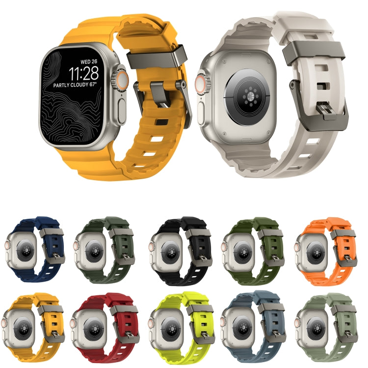 For Apple Watch 46mm / 49mm / 45mm / 44mm Wild Path Grey Buckle Thickened Silicone Watch Band(Orange) - free shipping - PMC TechLife - Order now!