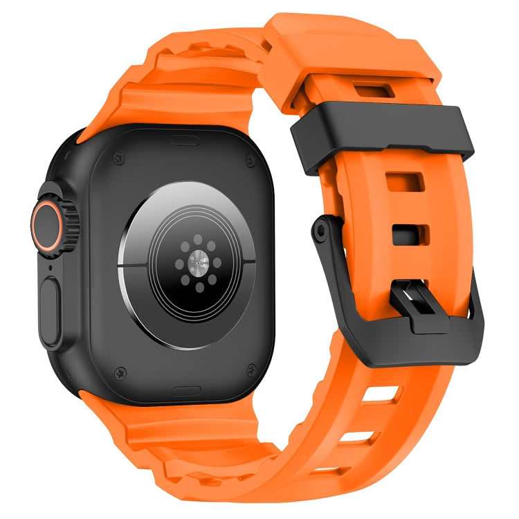 For Apple Watch 46mm / 49mm / 45mm / 44mm Wild Path Black Buckle Thickened Silicone Watch Band(Orange) - free shipping - PMC TechLife - Order now!
