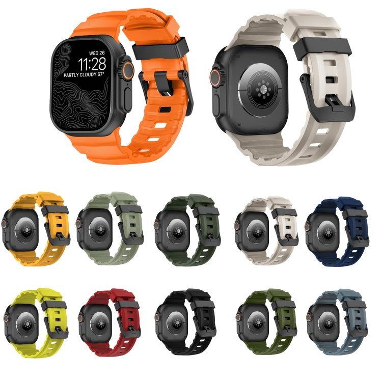 For Apple Watch 46mm / 49mm / 45mm / 44mm Wild Path Black Buckle Thickened Silicone Watch Band(Orange) - free shipping - PMC TechLife - Order now!