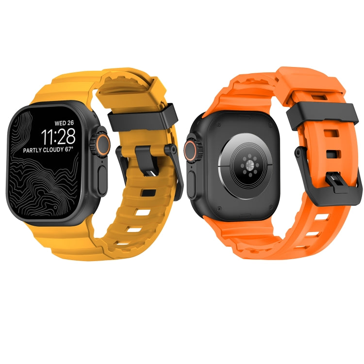 For Apple Watch 46mm / 49mm / 45mm / 44mm Wild Path Black Buckle Thickened Silicone Watch Band(Orange) - free shipping - PMC TechLife - Order now!