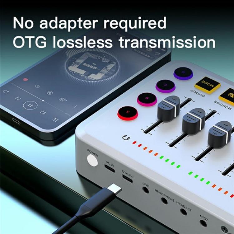 F9 48V Live Streaming Sound Card Audio Mixer Power Voice Changer with RGB Light(Black) - Live Sound Effects Processors by PMC TechLife | Online Shopping South Africa | PMC TechLife | Buy Now Pay Later Mobicred