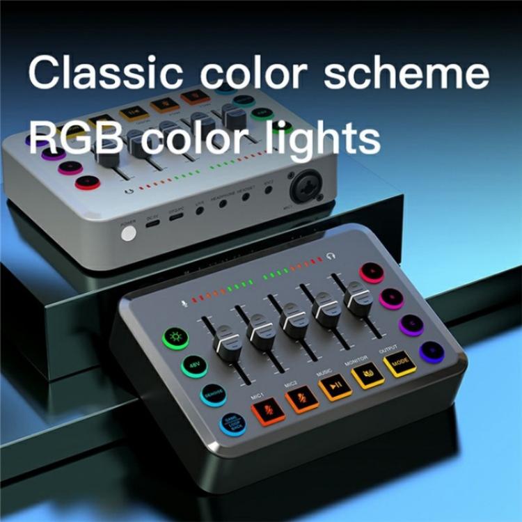 F9 48V Live Streaming Sound Card Audio Mixer Power Voice Changer with RGB Light(White) - Live Sound Effects Processors by PMC TechLife | Online Shopping South Africa | PMC TechLife | Buy Now Pay Later Mobicred