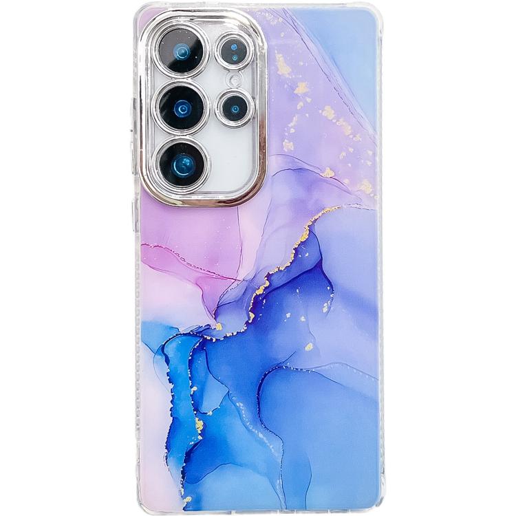 For Samsung Galaxy S25 Ultra 5G Electroplated Marble Texture Phone Case(Purple Blue M18) - Galaxy S25 Ultra 5G Cases by PMC Jewellery | Online Shopping South Africa | PMC Jewellery | Buy Now Pay Later Mobicred