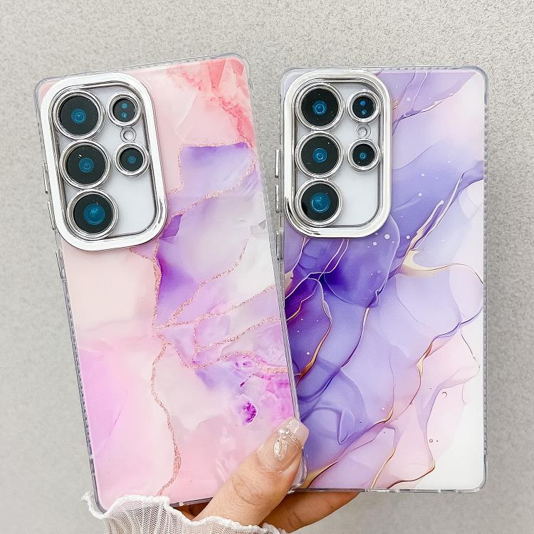 For Samsung Galaxy S25 5G Electroplated Marble Texture Phone Case(Yellow Green M13) - Galaxy S25 5G Cases by PMC Jewellery | Online Shopping South Africa | PMC Jewellery | Buy Now Pay Later Mobicred