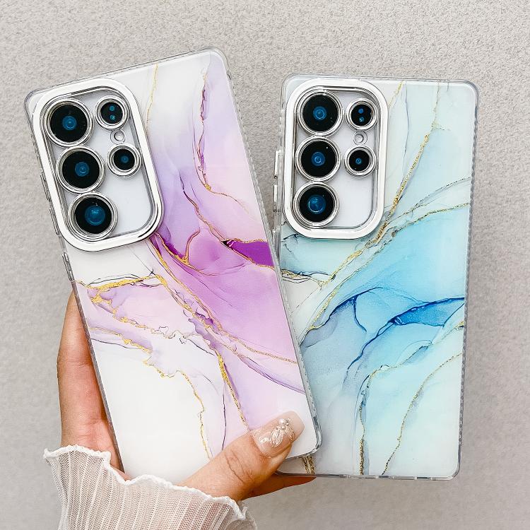 For Samsung Galaxy S25 5G Electroplated Marble Texture Phone Case(Light Purple M6) - Galaxy S25 5G Cases by PMC Jewellery | Online Shopping South Africa | PMC Jewellery | Buy Now Pay Later Mobicred