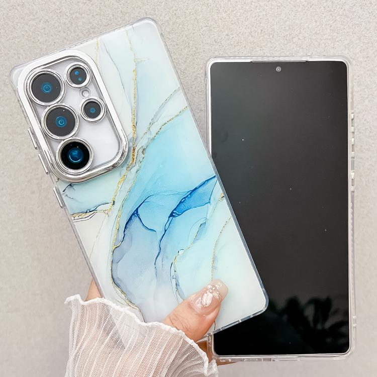 For Samsung Galaxy S25 Ultra 5G Electroplated Marble Texture Phone Case(Blue M11) - Galaxy S25 Ultra 5G Cases by PMC Jewellery | Online Shopping South Africa | PMC Jewellery | Buy Now Pay Later Mobicred