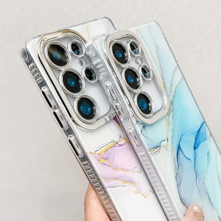 For Samsung Galaxy S25 Ultra 5G Electroplated Marble Texture Phone Case(Navy Blue M17) - Galaxy S25 Ultra 5G Cases by PMC Jewellery | Online Shopping South Africa | PMC Jewellery | Buy Now Pay Later Mobicred