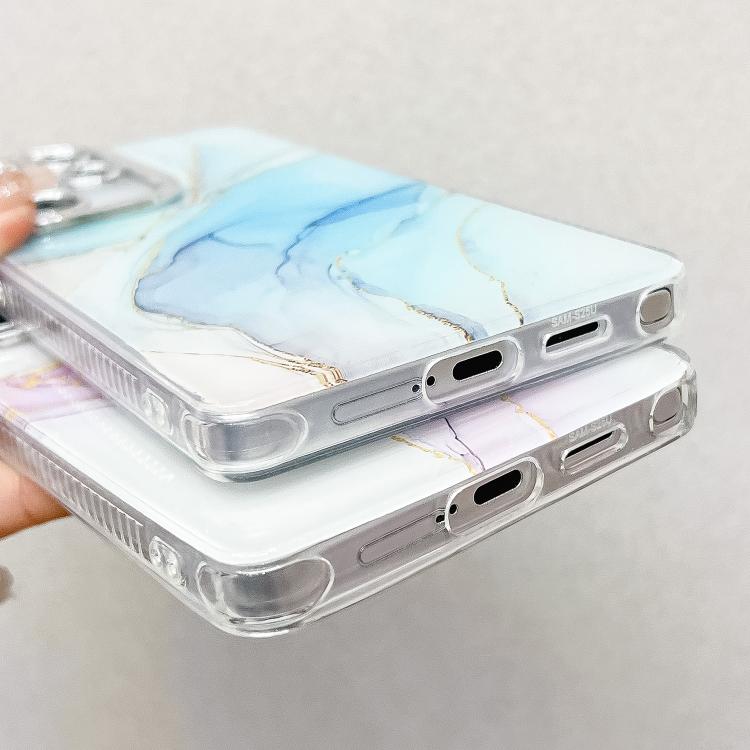 For Samsung Galaxy S25+ 5G Electroplated Marble Texture Phone Case(Gold White M1) - Galaxy S25+ 5G Cases by PMC Jewellery | Online Shopping South Africa | PMC Jewellery | Buy Now Pay Later Mobicred