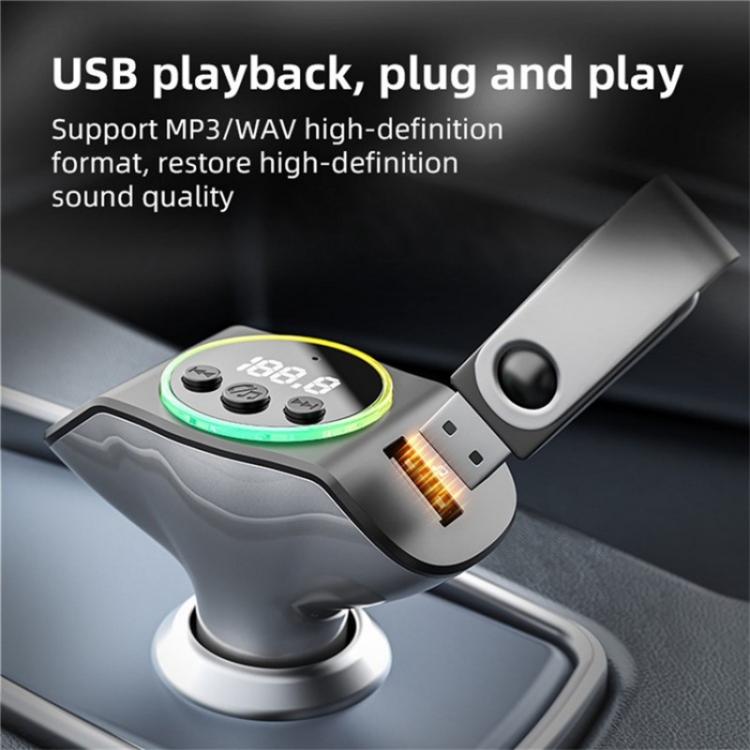 C8 Bluetooth 5.3 Receiver Hands-Free Calling with AUX Port Dual USB Port Car Charger(Grey) - Bluetooth Car Kits by PMC TechLife | Online Shopping South Africa | PMC TechLife | Buy Now Pay Later Mobicred