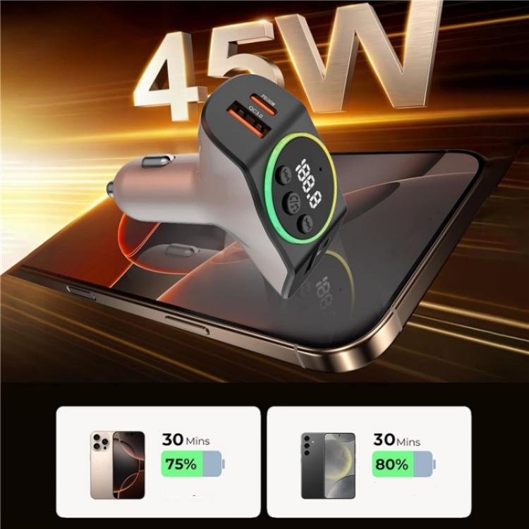 C8 Bluetooth 5.3 Receiver Hands-Free Calling with AUX Port Dual USB Port Car Charger(Grey) - Bluetooth Car Kits by PMC TechLife | Online Shopping South Africa | PMC TechLife | Buy Now Pay Later Mobicred